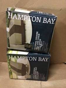 lot 34 image: Table and Chair Outdoor Patio Cover by Hampton Bay Customer Return See pictures