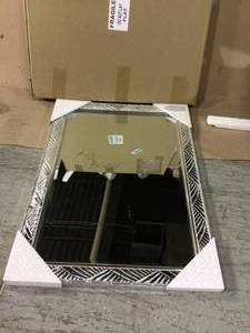 lot 37 image: Large Rectangle Shiny Silver Beveled Glass Art Deco Mirror (42 in. H x 30 in. W) Customer Return See pictures