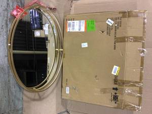 lot 38 image: Medium Oval Gold Metal Classic Accent Mirror with Deep-Set Frame (30 in. H x 20 in. W) Customer Return See pictures