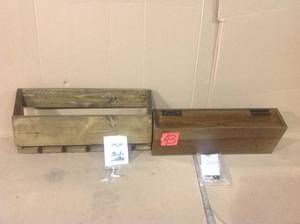 lot 43 image: Boxx 8 in. x 24 in. x 5 in. Rustic Brown Wood Decorative Wall Shelf Customer Return See pictures