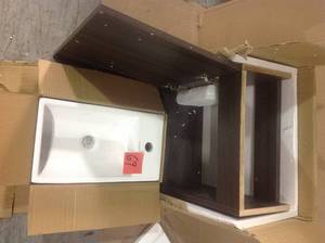 lot 69 image: Colmer 18 in. Single, 1 Cabinet, Bathroom Vanity in Black with White Countertop with White Basin Customer Return See pictures