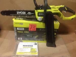 lot 73 image: 40V Brushless 16 in. Cordless Battery Chainsaw (Tool Only) by RYOBI Customer Return See pictures