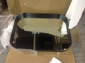 lot 76 image: Medium Rectangle Black Modern Mirror with Deep-Set Frame and Rounded Corners (32 in. H x 24 in. W) Customer Return See pictures