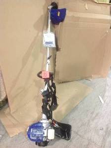 lot 81 image: 31cc Gas 4-Cycle  Shaft Attachment Capable Grass Trimmer, Blue Customer Return See pictures