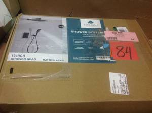 lot 84 image: 3-Spray with 2.5 GPM 10 in. 2 Functions Wall Mount Dual Shower Heads in Spot in Matte Black (Valve Included) Customer Return See pictures