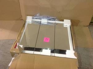 lot 98 image: 30 in. W x 29 in. H Fog Free Framed Surface-Mount Tri-View Bathroom Medicine Cabinet in White Customer Return See pictures