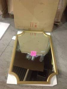 lot 100 image: Medium Irregular Gold Contemporary Mirror (36 in. H x 24 in. W) Customer Return See pictures