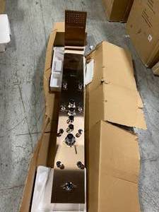 lot 113 image: 65 in. 8-Jet Shower Panel System in Bronze Stainless Steel with Rainfall Waterfall Shower Head and Handheld Shower Wand by AKDY Customer Returns See Pictures