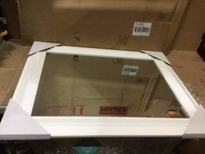 lot 74 image: Medium Rectangle White Beveled Glass Contemporary Mirror (29.63 in. H x 23.63 in. W) &nbspCustomer Returns See Pictures
