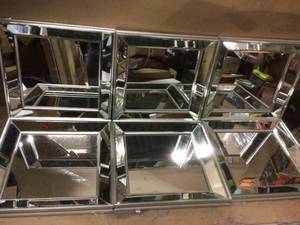 lot 96 image: Small Square Champagne Beveled Glass Classic Accent Mirror - Set of 3 (14 in. H x 14 in. W) &nbspCustomer Returns See Pictures