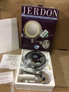 lot 12 image: 15 in. L x10 in. W Lighted Wall Makeup Mirror in Chrome by Jerdon &nbspCustomer Returns See Pictures