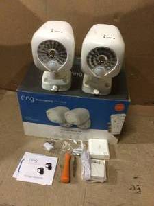 lot 18 image: White Smart Lighting Motion Activated Outdoor Integrated LED Spot Light Battery 2-Pack with Smart Lighting Bridge White