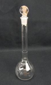lot 71 image: Lot of 4 Mercer Glass Works 50 ML Pyrex Glass Volumetric Flasks With Stoppers