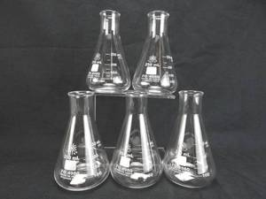lot 14 image: Set of 5 United 250 ML Glass Erlenmeyer Flasks