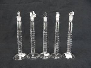 lot 15 image: Set of 5 Mercer Glass Works Merco 10 ML Pyrex Glass Mixing Cylinders
