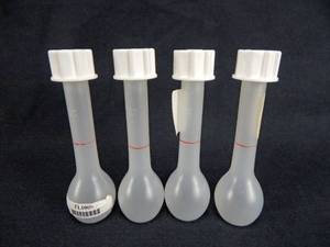 lot 30 image: Set of 4 Kartell 25 ML Plastic Volumetric Flasks With Screw Caps