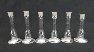 lot 33 image: Set of 6 Mercer Glass Works Merco 5 ML Pyrex Glass Volumetric Flasks