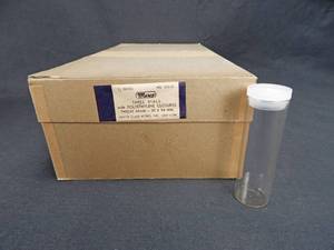 lot 117 image: Lot of 72 Mercer Glass Works Merco 12 Dram 29 x 94 MM Glass Shell Vials With Snap Caps