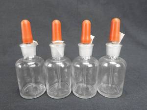 lot 133 image: Set of 4 Mercer Glass Works 60 ML Lubin Dropping Bottles With Pipette Stoppers