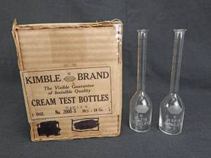 lot 139 image: Set of 2 Vintage Kimble Cream 30 Percent - 18 Gr. Test Bottles