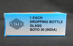 lot 179 image: Set of 4 United 30 ML Glass Lubin Dropping Bottles With Pipette Stoppers