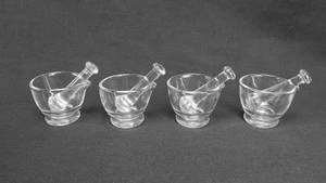 lot 180 image: Lot of 4 Mercer Glass Works 1 Ounce Mortar and Pestle Sets