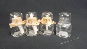 lot 191 image: Set of 4 Glass 60 ML Balsam Bottles With Fitted Glass Caps and Glass Rods