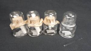lot 193 image: Set of 4 Glass 60 ML Balsam Bottles With Fitted Glass Caps and Glass Rods