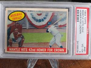 1959 Topps Baseball Thrills Mickey Mantle PSA 4