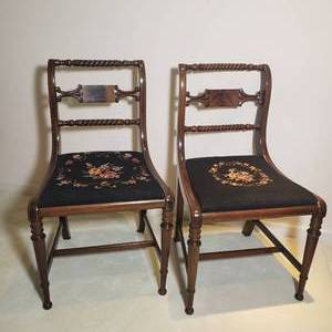 lot 50 image: Traditional Needle Point Seat Chair Pair