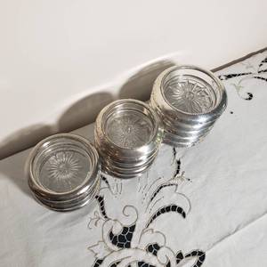 lot 71 image: Sterling Silvers Glass Coasters