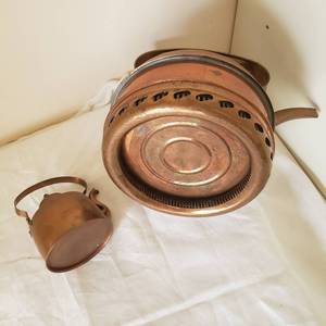 lot 95 image: Antique Copper Coil Base Tea Kettle