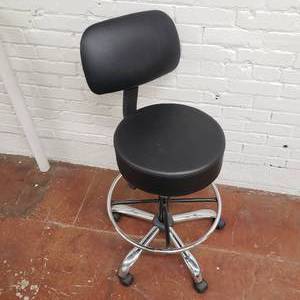 lot 98 image: Black Leather Office Stool