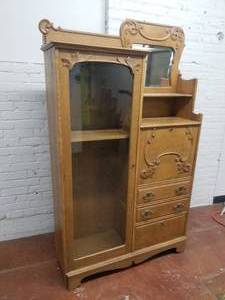 lot 23 image: Antique Oak Display Case and Writing Secretary