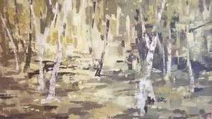 lot 57 image: Original Oil Painting on Canvas  Birch Forest  by D Hall