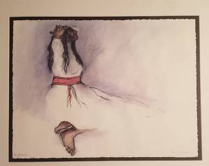 lot 1 image: RC Gorman Signed Print  Woman with Red Belt