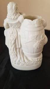 lot 14 image: Antique Victorian Parian Bisque Vase Statue  Girl with Grapes by Barrel