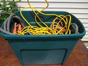 lot 15 image: Tote of Cords & Hose