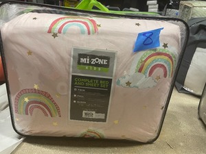 Alicia Twin 3 Piece Rainbow with Metallic Printed Stars Reversible Coverlet Set