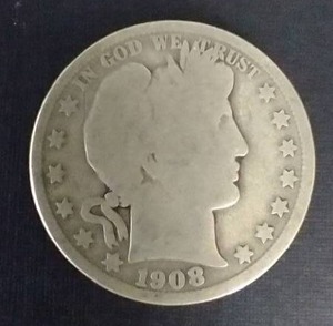 lot 3 image: 1908-O Barber Half Dollar
