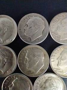 lot 26 image: 10 90% Silver Roosevelt Dimes