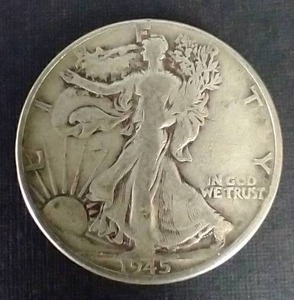 lot 28 image: 1945 Walking Liberty Silver Half Dollar