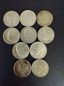 lot 44 image: 10 90% Silver Dimes