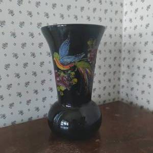 lot 57 image: Hand Painted Amethyst Glass vase