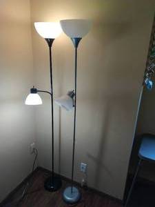 lot 32 image: Two Floor Lamps with Two Shades