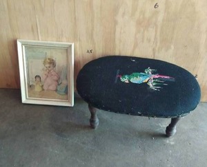 lot 44 image: Footstool and Famed Picture