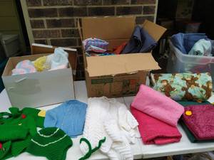 lot 167 image: Collection of Fabric and baby clothes