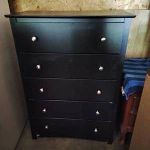 lot 266 image: Black Five Drawer Dresser
