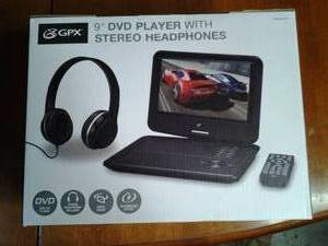 lot 62 image: GPX9 inch DVD player with stereo he...