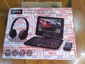 lot 103 image: GPX9 inch DVD player with stereo he...
